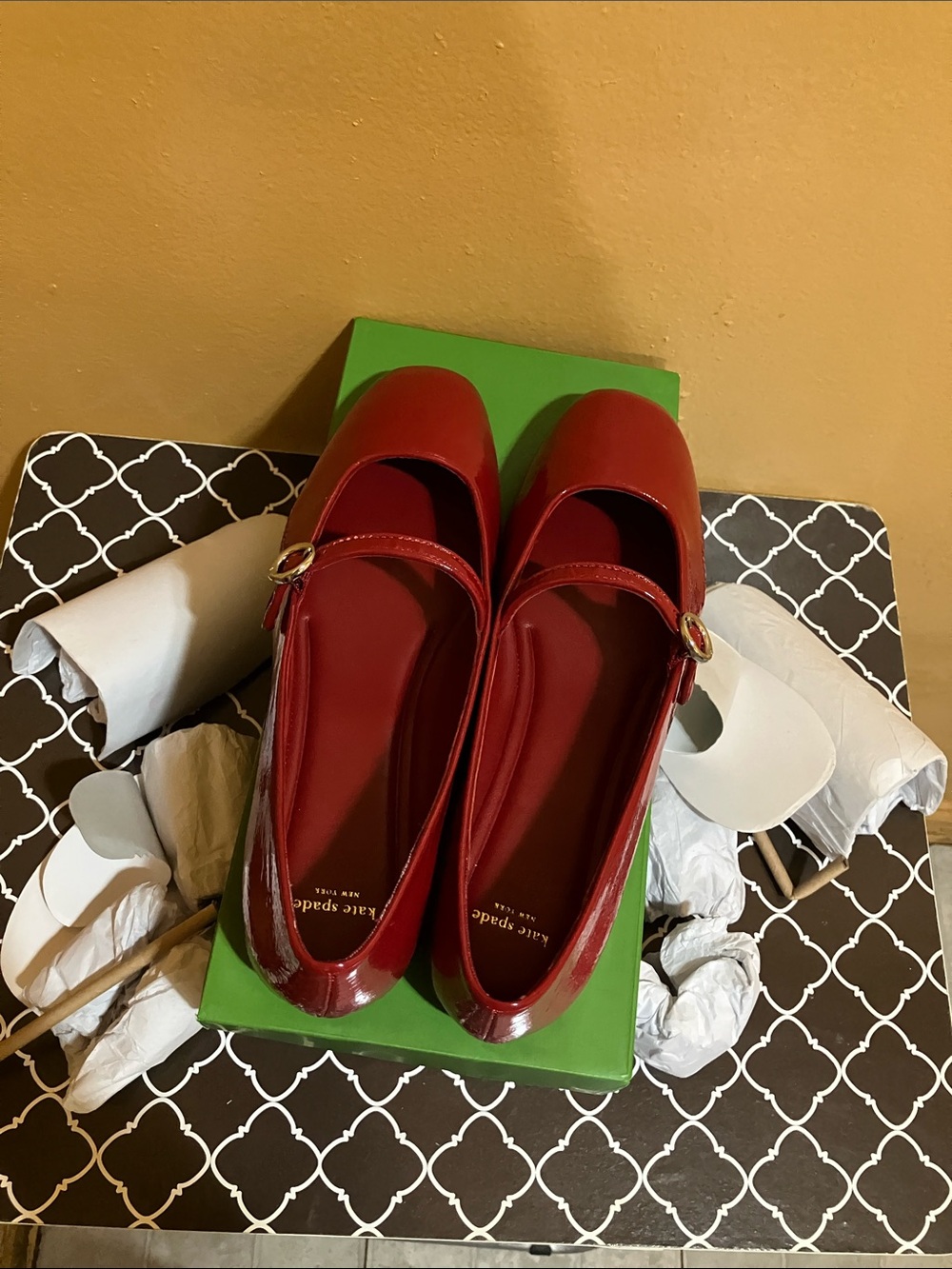 kate spade Dark Scarlet Patent Halo Mary Jane Flats - Picture 6 of 7